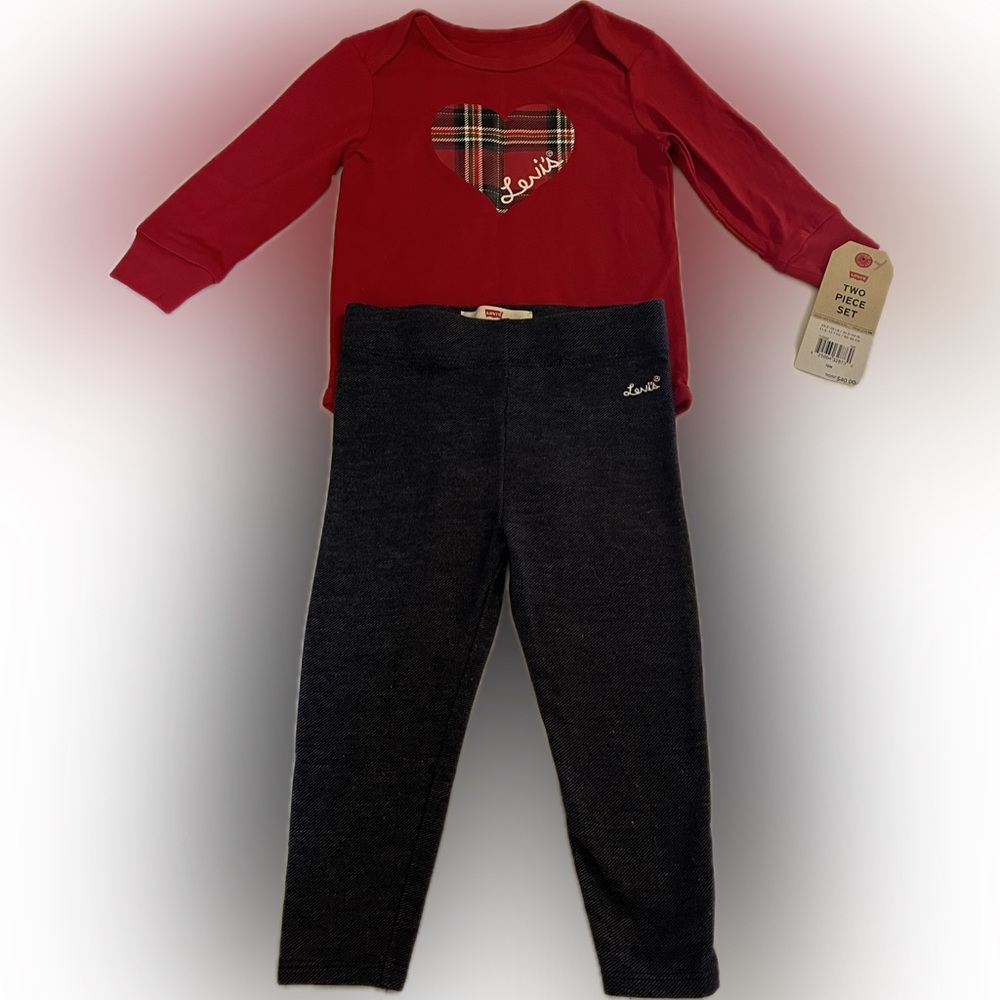 NWT Levi's Red and Jeggings 18 mo Baby Outfit